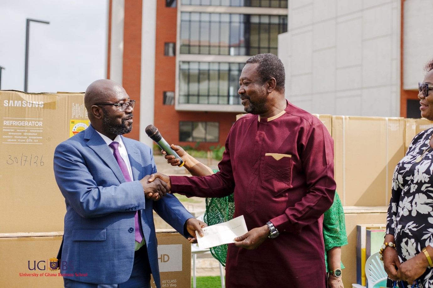 On behalf of all the retirees, Prof. Stephen Mahama Braimah delivered a vote of thanks, expressing appreciation to the Dean, Management, and all UGBS staff for their support over the years. He assured the school that the retirees would continue to support UGBS in all the ways they could and pledged to exhibit good ethics wherever they found themselves, in honour of the school. The ceremony was climaxed with a celebration featuring food, drinks, and dancing as the UGBS community celebrated the retirees and their years of dedicated service.